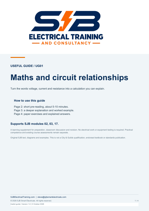 Maths and circuit relationships guide included with Foundation Module 1