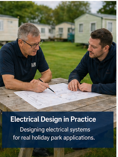 BS 7671 Section 708 caravan park electrical design training on a holiday park