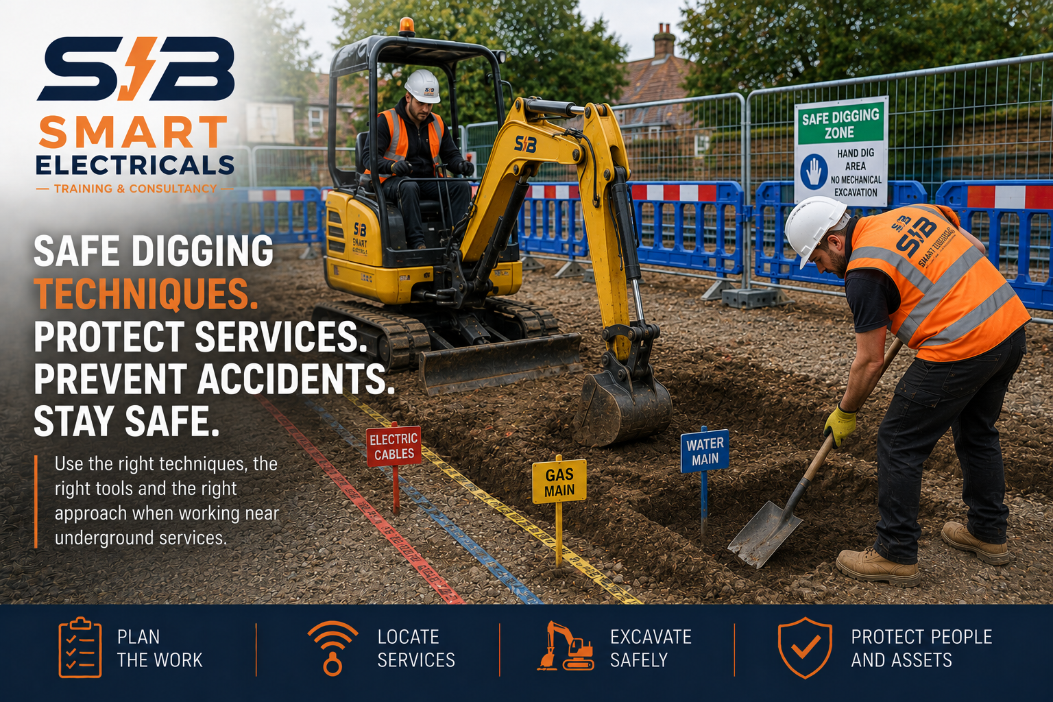 Safe digging techniques around buried services